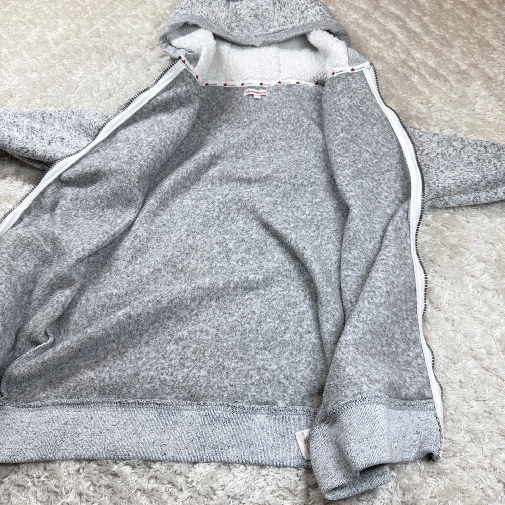 Canadiana Hoodie Womens Large Full Zip Canada Patch Gray Maple Leaf Cozy - Picture 7 of 11